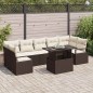 vidaXL Set da giardino in rattan sintetico marrone con 8 pezzi e cuscini