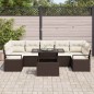 vidaXL Set da giardino in rattan sintetico marrone con 8 pezzi e cuscini