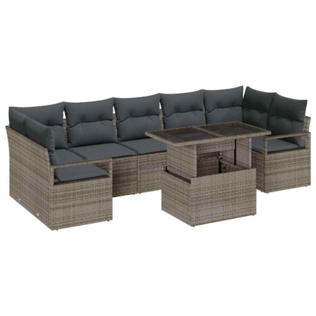 vidaXL Set da Giardino da 8 Pezzi con Cuscini Grigi in Rattan Sintetico