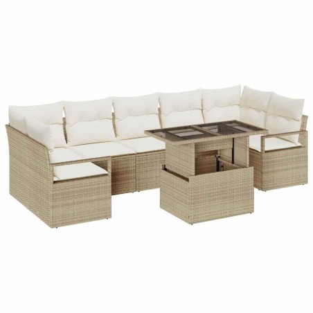 vidaXL Set Giardino 8 Pezzi con Cuscini Beige in Rattan Sintetico