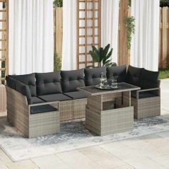vidaXL Set da Giardino a 8 Pezzi con Cuscini Grigio Chiaro