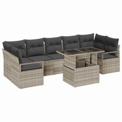 vidaXL Set da Giardino a 8 Pezzi con Cuscini Grigio Chiaro