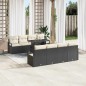 vidaXL Set da Giardino 9 Pezzi con Cuscini in Rattan Nero