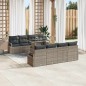vidaXL Set da giardino in rattan sintetico da 9 pezzi con cuscini grigi