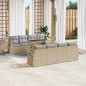 vidaXL Set da giardino con 9 pezzi e cuscini beige in rattan sintetico