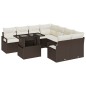 vidaXL Set divano da giardino 9 pezzi con cuscini marroni in rattan sintetico