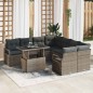 vidaXL Set divano da giardino 9 pezzi con cuscini in rattan poliolefinico grigio