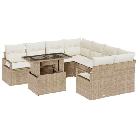 vidaXL Set divano da giardino 9 pezzi con cuscini beige