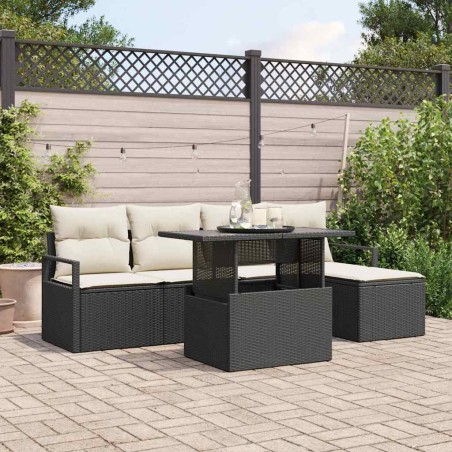 vidaXL Set di divani da giardino da 6 pezzi con cuscini in rattan sintetico nero