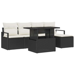 vidaXL Set di divani da giardino da 6 pezzi con cuscini in rattan sintetico nero
