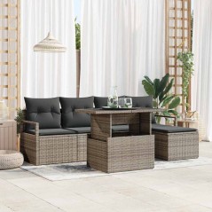 vidaXL Set da giardino 6 pezzi con cuscini grigi in rattan sintetico