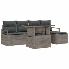 vidaXL Set da giardino 6 pezzi con cuscini grigi in rattan sintetico