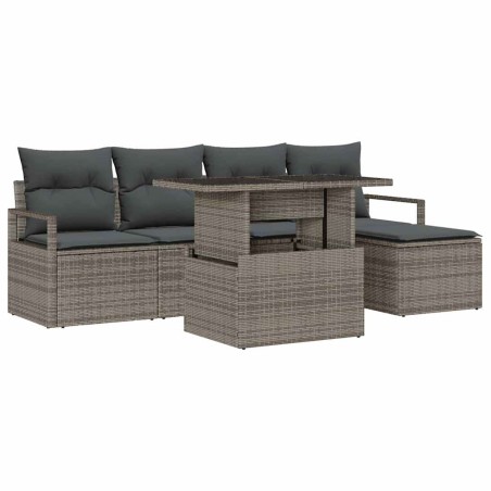 vidaXL Set da giardino 6 pezzi con cuscini grigi in rattan sintetico
