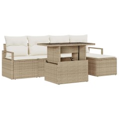 vidaXL Set di Divani da Giardino 6 Pezzi con Cuscini Beige in Rattan
