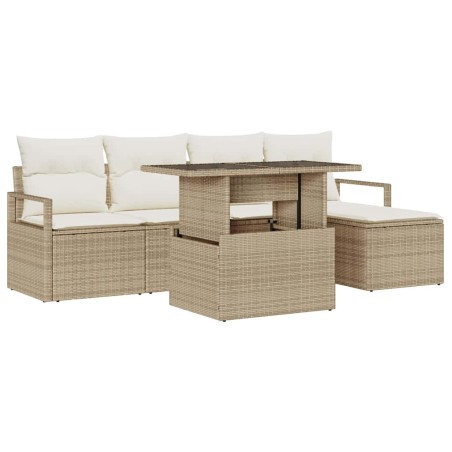 vidaXL Set di Divani da Giardino 6 Pezzi con Cuscini Beige in Rattan