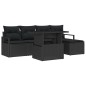 vidaXL Set da giardino con divano a 6 pezzi e cuscini in rattan nero