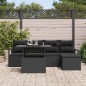 vidaXL Set da giardino con divano a 6 pezzi e cuscini in rattan nero