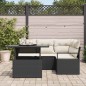 vidaXL Set di divani da giardino 5 pezzi con cuscini in poli rattan nero vidaXL Set di divani da giardino 5 pezzi con cuscini in poli rattan nero
