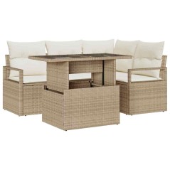 vidaXL Set di Mobili da Giardino 5 Pezzi con Cuscini Beige in Rattan Sintetico