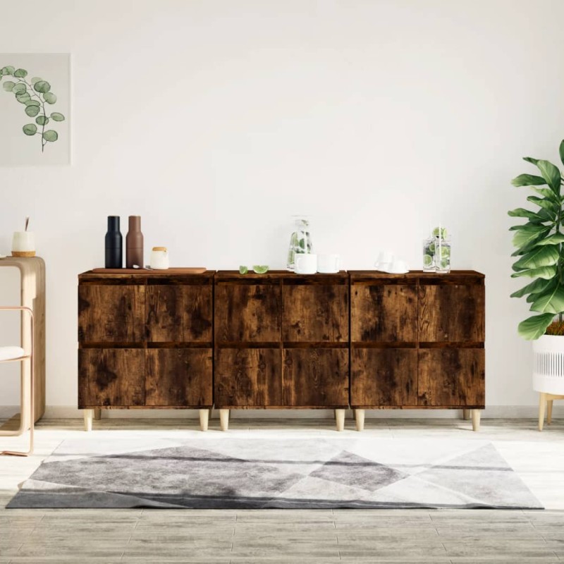 Credenze 3pz Rovere Fumo 60x35x70 cm in Legno Multistrato Credenze 3pz Rovere Fumo 60x35x70 cm in Legno Multistrato