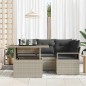vidaXL Set da giardino di 5 pezzi con cuscini grigio chiaro in polyrattan