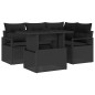 vidaXL Set di Divani da Giardino in 5 Pezzi con Cuscini in Rattan Polyrattan Nero