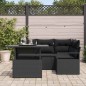 vidaXL Set di Divani da Giardino in 5 Pezzi con Cuscini in Rattan Polyrattan Nero