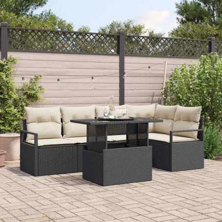 vidaXL Set Giardino 6 Pezzi con Cuscini Nero in Rattan Sintetico