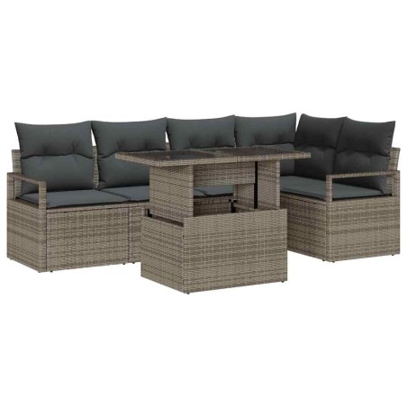 vidaXL Set di divani da giardino da 6 pezzi con cuscini in grigio e rattan polietilene