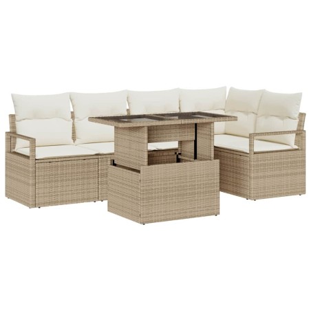 vidaXL Set Giardino 6 Pezzi con Cuscini Beige in Polyrattan