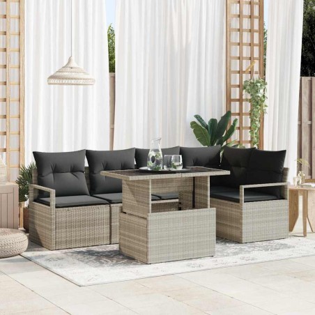 vidaXL Set da Giardino con 6 Pezzi e Cuscini Grigi in Rattan Sintetico