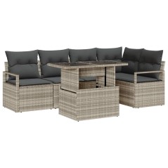 vidaXL Set da Giardino con 6 Pezzi e Cuscini Grigi in Rattan Sintetico