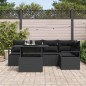 vidaXL Set di divano da giardino a 6 pezzi con cuscini neri in poly rattan