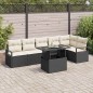vidaXL Set da giardino in rattan sintetico nero, 7 pezzi con cuscini