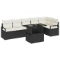 vidaXL Set da giardino in rattan sintetico nero, 7 pezzi con cuscini