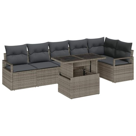 vidaXL Set di divani da giardino 7 pezzi con cuscini grigi in polyrattan