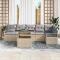 vidaXL Set di Divani da Giardino 7 Pezzi con Cuscini Beige in Rattan Sintetico