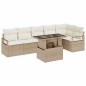 vidaXL Set di Divano da Giardino 7 Pezzi con Cuscini Beige in Rattan Sintetico