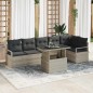vidaXL Set di divani da giardino con 7 pezzi e cuscini grigio chiaro in polyrattan