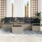 vidaXL Set di divani da giardino con 7 pezzi e cuscini grigio chiaro in polyrattan