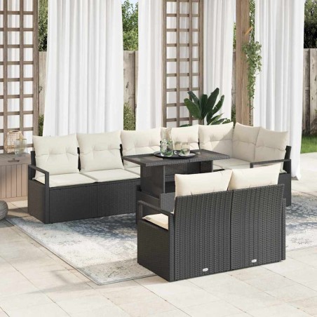 vidaXL Set di Mobili da Giardino 9 Pezzi con Cuscini in Rattan Nero