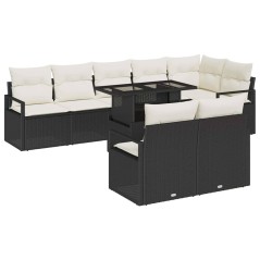 vidaXL Set di Mobili da Giardino 9 Pezzi con Cuscini in Rattan Nero