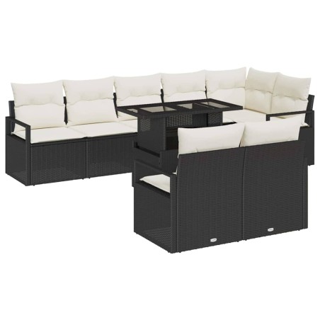 vidaXL Set di Mobili da Giardino 9 Pezzi con Cuscini in Rattan Nero