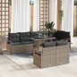 vidaXL Set di divani da giardino 9 pezzi con cuscini grigi in polyrattan