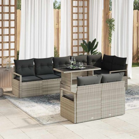 vidaXL Set di Divani da Giardino 9 Pezzi con Cuscini Grigio Chiaro in Rattan Sintetico