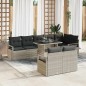vidaXL Set di Divani da Giardino 9 Pezzi con Cuscini Grigio Chiaro in Rattan Sintetico