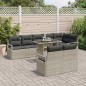 vidaXL Set di Divani da Giardino 9 Pezzi con Cuscini Grigio Chiaro in Rattan Sintetico