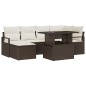 vidaXL Set da Giardino 7 Pezzi con Cuscini in Rattan Sintetico Marrone