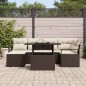 vidaXL Set da Giardino 7 Pezzi con Cuscini in Rattan Sintetico Marrone