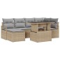 vidaXL Set di divani da giardino 7 pezzi con cuscini beige in rattan sintetico